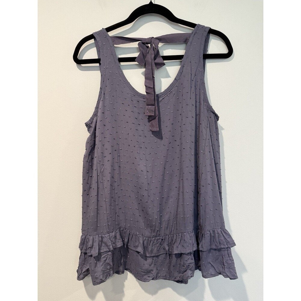 NEW Democracy Tank Top Womens Small Grey/Purple Polka Dot Travel Coquette Twee - Picture 2 of 6
